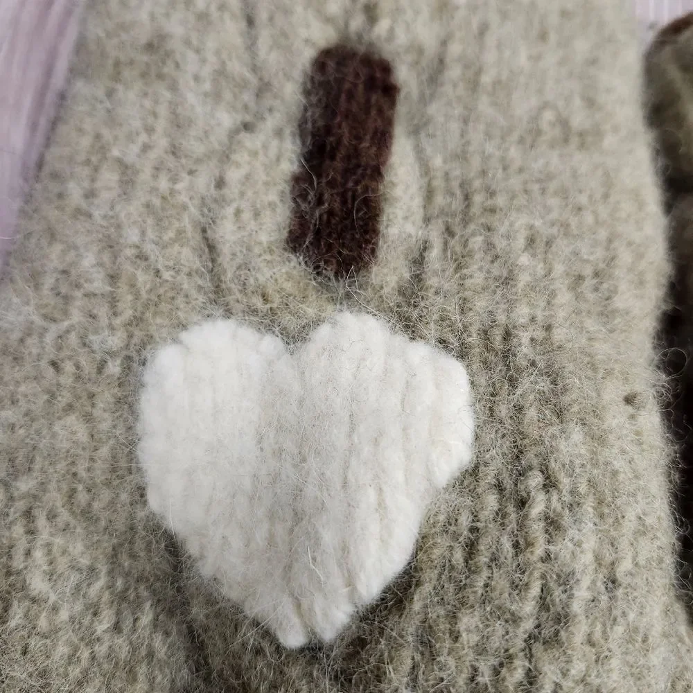 Wool felted hand crafted‎ i love snow mittens Sz M/L
